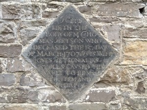 Plaque dated 1707 St. Mary's church, Leixlip.