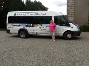 Cathy from Heritage Tours Wexford with her comfortable Van